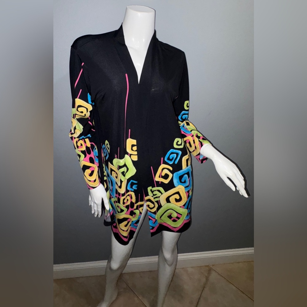 Valentina Black Tunic with Colorful Swirls